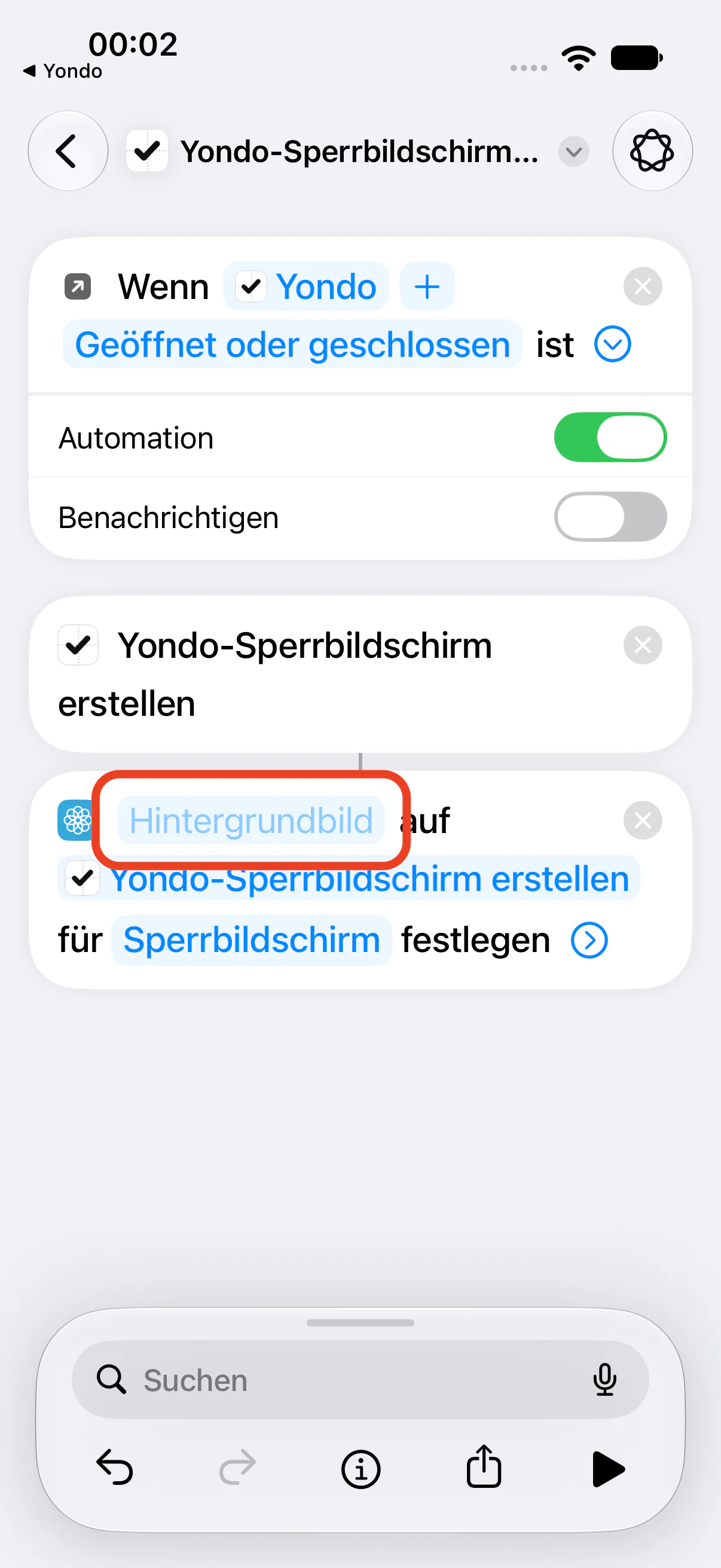 Das erste blaue Feld in „… auf … für Sperrbildschirm festlegen“