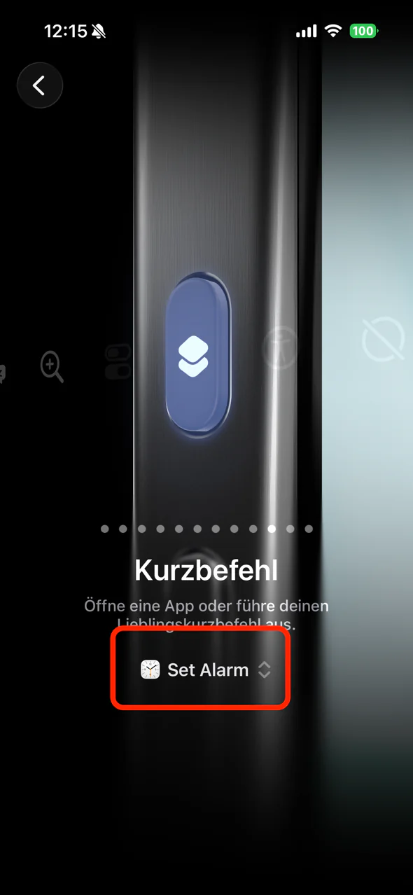 Die Aktionstaste-Einstellung bei „Kurzbefehl“
