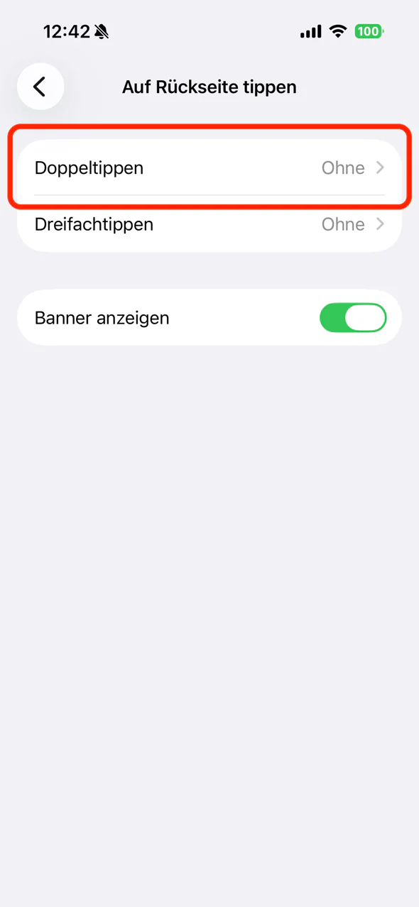 Doppeltippen und Dreifachtippen unter „Auf Rückseite tippen“
