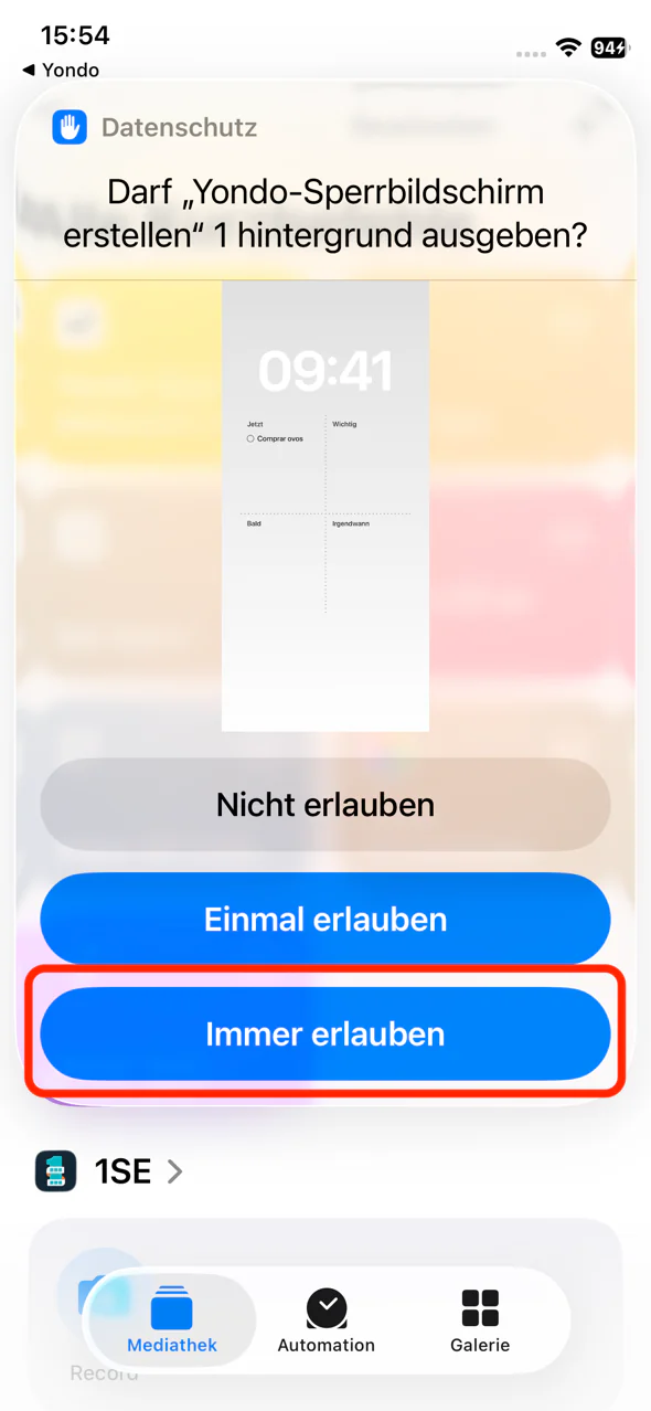 Ausgabe des Hintergrundbilds immer erlauben