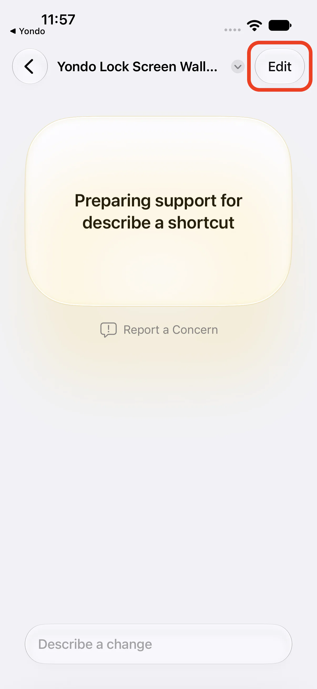 The overview screen after adding, and “Edit” in the top-right