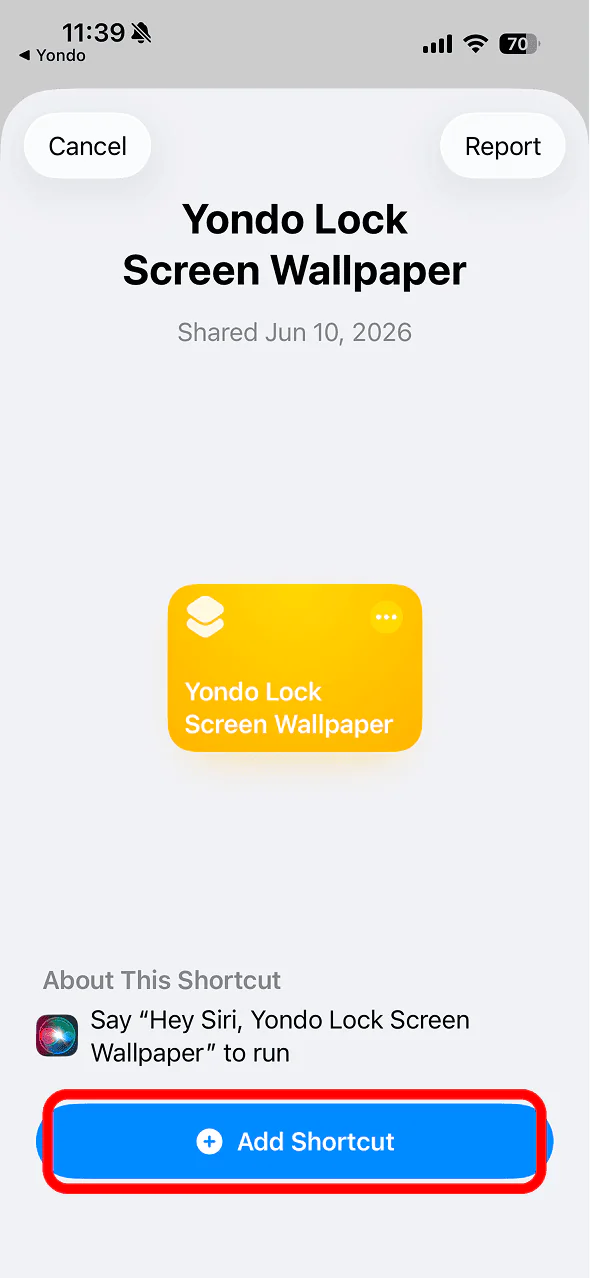 Add Shortcut button
