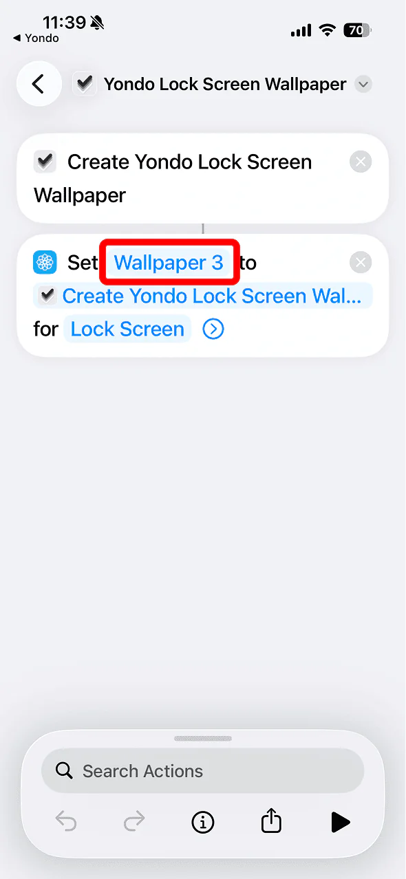 Blue Wallpaper item inside the shortcut