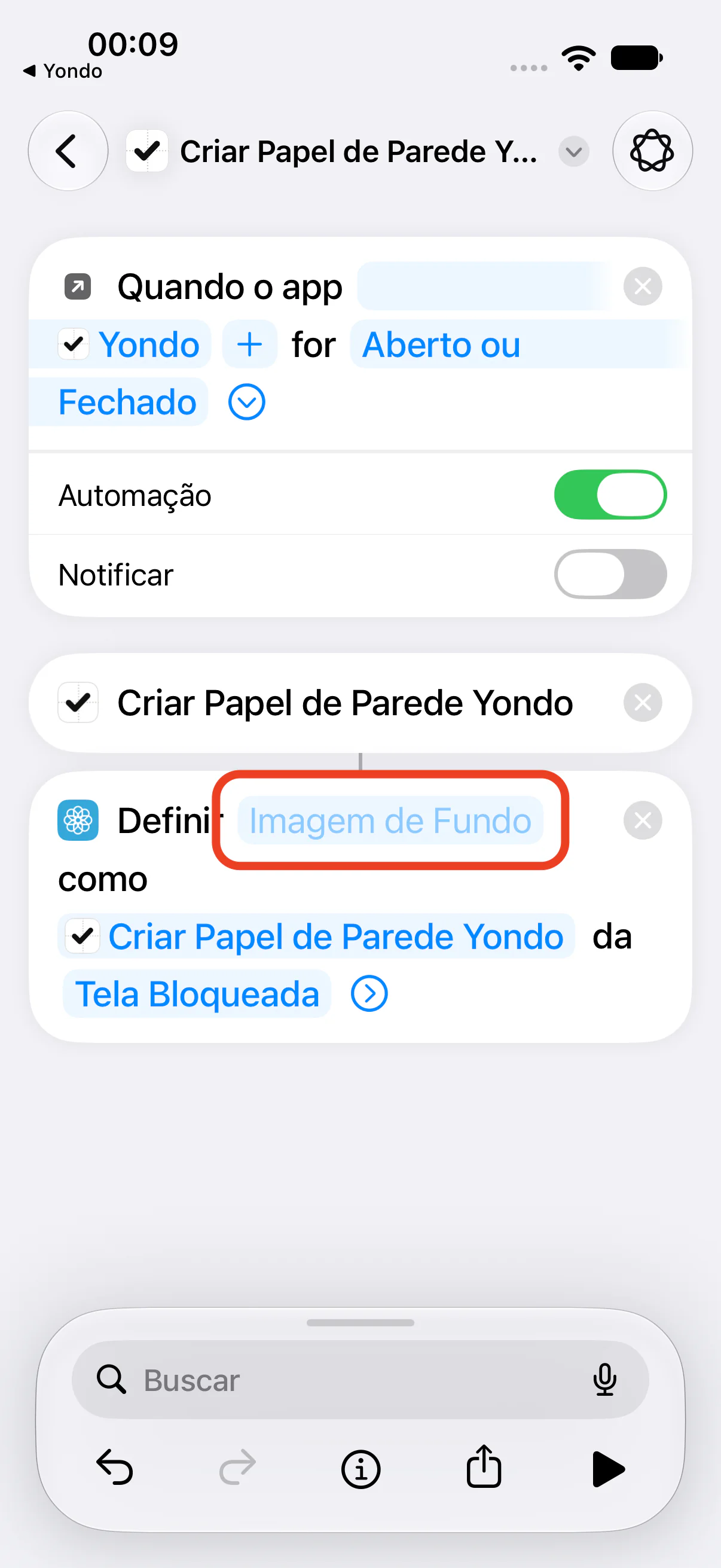 O primeiro campo azul de “Definir … como … da Tela Bloqueada”